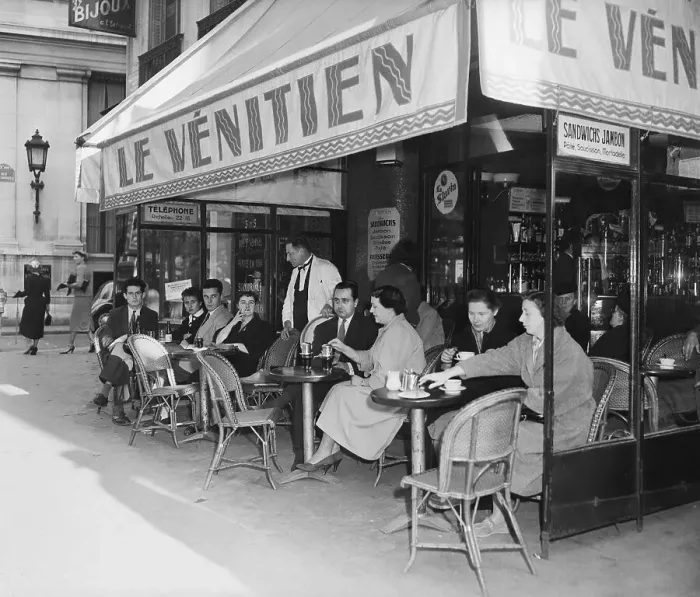 Framed Print : Parisian Outdoor Cafe 1954 Framed Print : Parisian Outdoor Cafe 1954