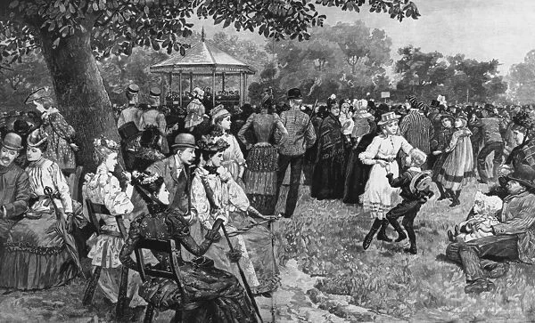 Park Life. 26th September 1891: Crowd relaxing and enjoying the music in a London park