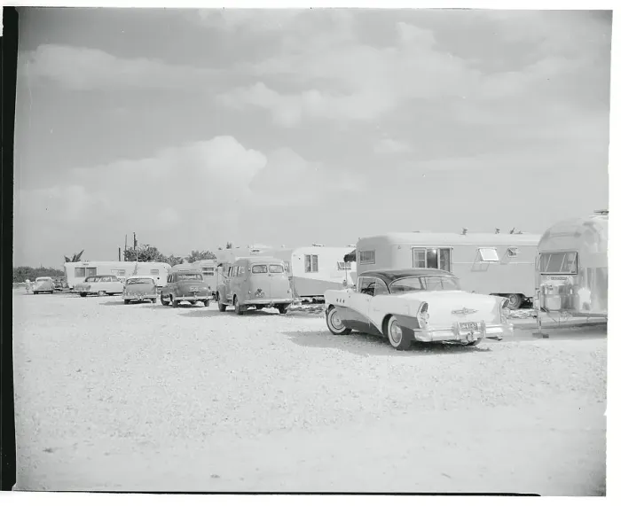 Framed Print : Parking Area Filled with Trailers and Cars Framed Print : Parking Area Filled with Trailers and Cars