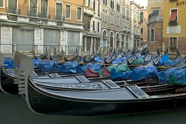 Parking gondolas Venice Italy