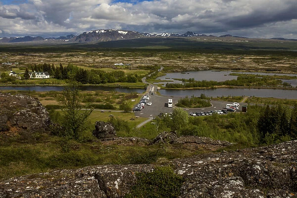 parking in the historic area in Xingvellir, iceland