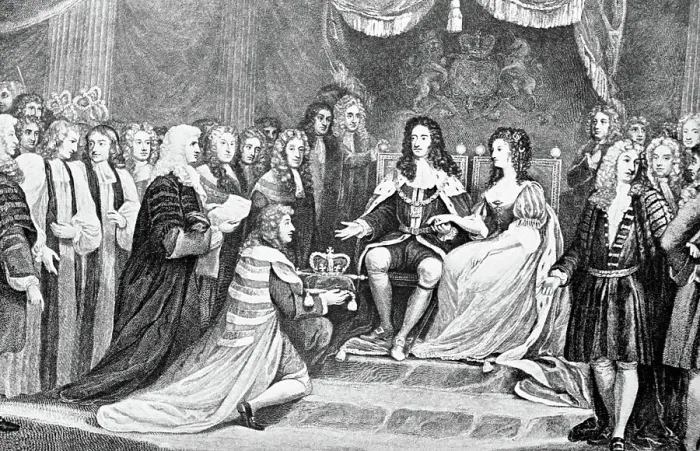 Framed Print : Parliament Crowning William And Mary Framed Print : Parliament Crowning William And Mary