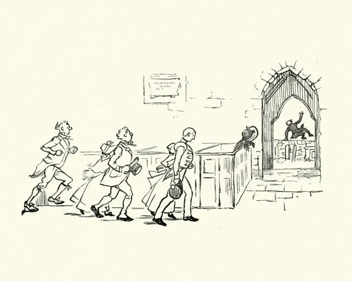 Framed Print : Parson running away from a church service, Victorian
