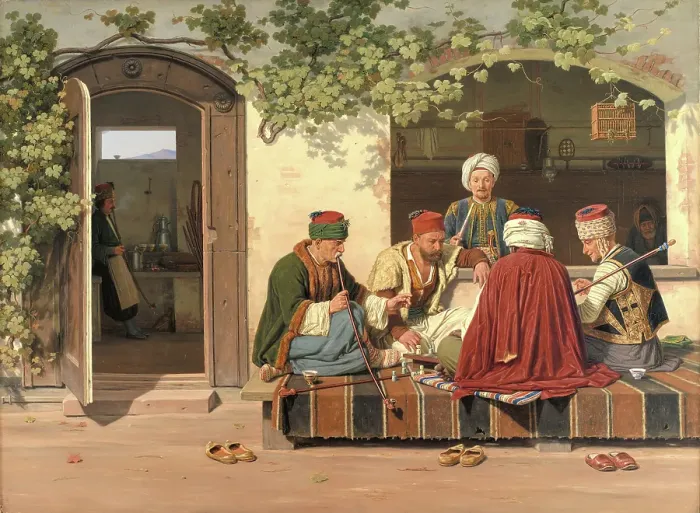 Framed Print : A Party Of Chess Players Outside A Turkish Coffeehouse And Barbershop Framed Print : A Party Of Chess Players Outside A Turkish Coffeehouse And Barbershop