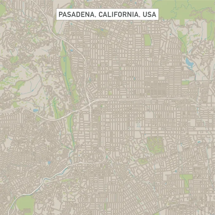 Framed Print : Pasadena California US City Street Map Framed Print : Pasadena California US City Street Map