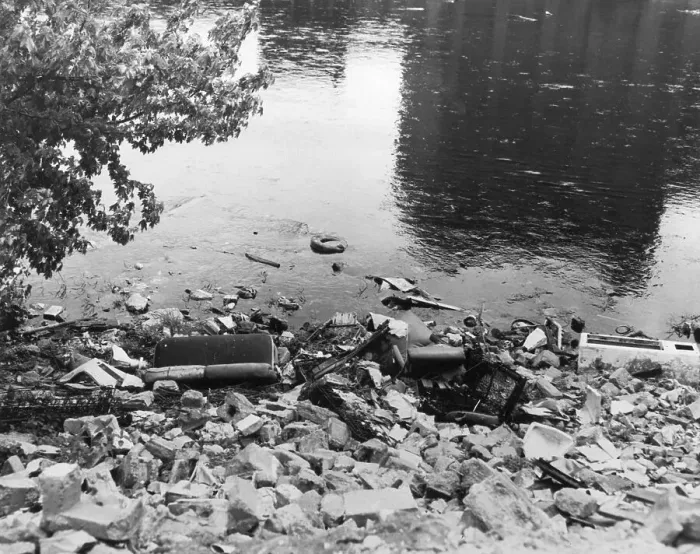 Framed Print : Passaic River W / Debris On Its Bank;Pollu Framed Print : Passaic River W / Debris On Its Bank;Pollu