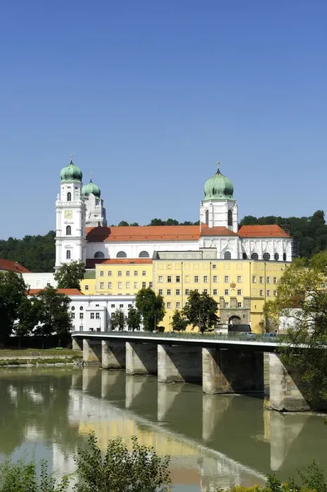 Framed Print : Passau, St. Stephans Cathedral, Marienbruecke or Marys Bridge crossing the Inn River, Lower Bavaria, Bavaria, Germany, Europe, PublicGround Framed Print : Passau, St. Stephans Cathedral, Marienbruecke or Marys Bridge crossing the Inn River, Lower Bavaria, Bavaria, Germany, Europe, PublicGround