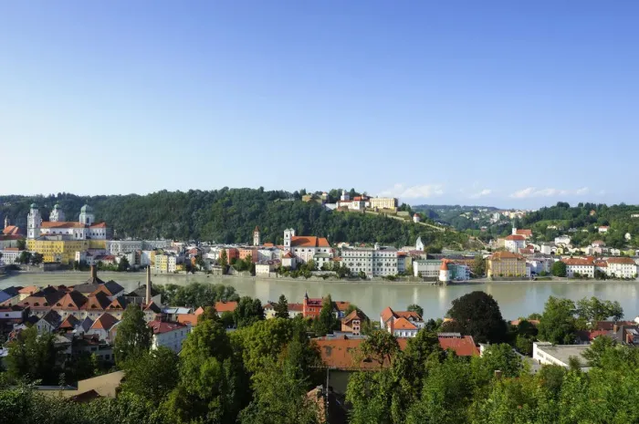 Framed Print : Passau, view over the Inn River with St. Stephens Cathedral, Church of St. Michael and Veste Oberhaus fortress, Lower Bavaria, Bavaria, Germany, Europe, PublicGround Framed Print : Passau, view over the Inn River with St. Stephens Cathedral, Church of St. Michael and Veste Oberhaus fortress, Lower Bavaria, Bavaria, Germany, Europe, PublicGround