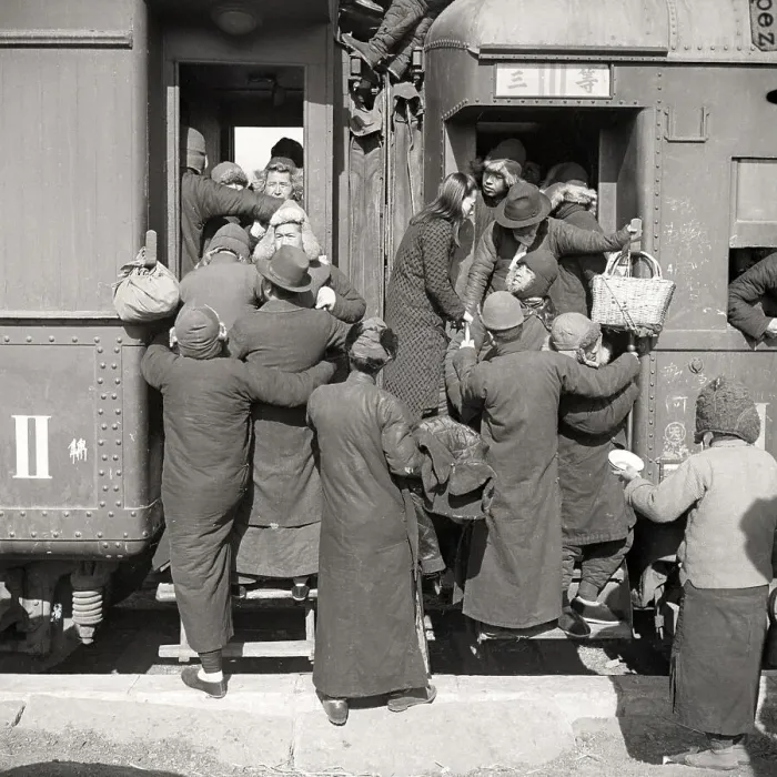 Framed Print : Passengers Crowding Onto Train Framed Print : Passengers Crowding Onto Train
