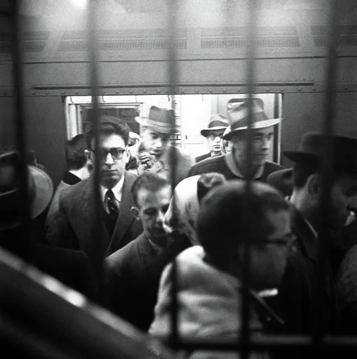 Framed Print : Passengers Exiting the New York City Subway in the 1950's Framed Print : Passengers Exiting the New York City Subway in the 1950's