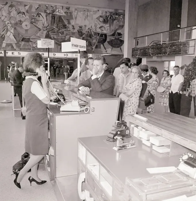 Framed Print : Passengers in Line at Airline Counter Framed Print : Passengers in Line at Airline Counter