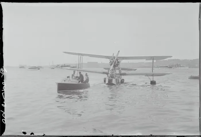 Framed Print : Passengers and Seaplane Framed Print : Passengers and Seaplane