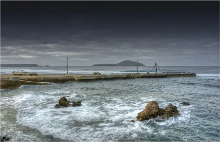 Framed Print : Passing Storm and rough seas at the Kingston Wharf, Norfolk Island Framed Print : Passing Storm and rough seas at the Kingston Wharf, Norfolk Island
