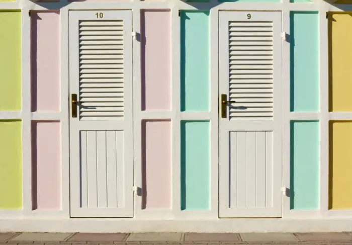 Framed Print : Pastel coloured beach cabins, Riccione, Emilia-Romagna region, Italy Framed Print : Pastel coloured beach cabins, Riccione, Emilia-Romagna region, Italy