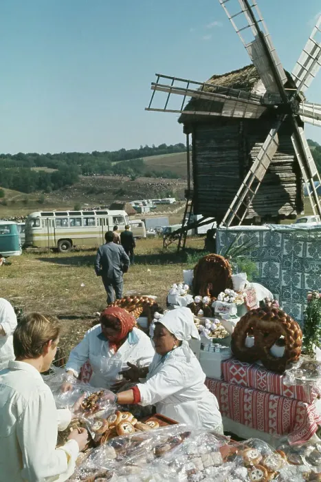 Framed Print : Pastry Stall With Windmill Framed Print : Pastry Stall With Windmill