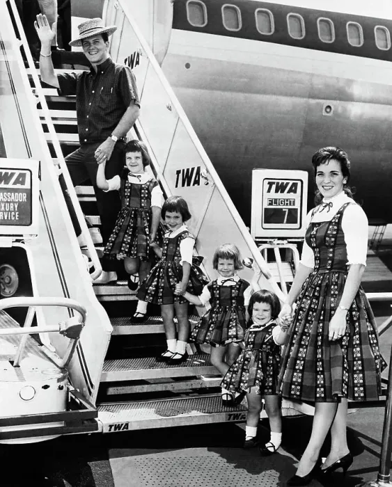 Framed Print : Pat Boone and Family Boarding Airplane Framed Print : Pat Boone and Family Boarding Airplane