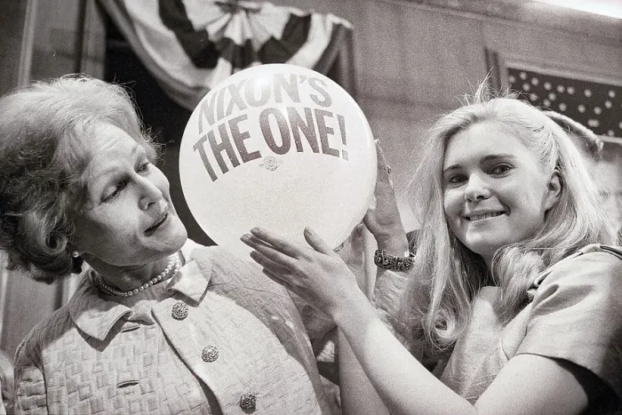 Framed Print : Pat and Tricia Nixon Displaying Balloon Framed Print : Pat and Tricia Nixon Displaying Balloon