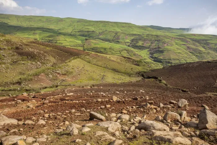 Framed Print : Patchwork landscape in Simien Mountains Framed Print : Patchwork landscape in Simien Mountains