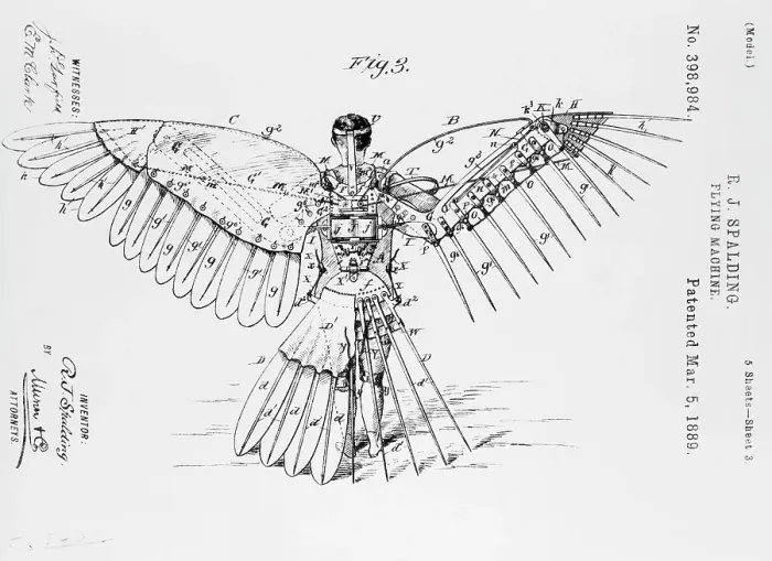 Framed Print : Patent Drawing of Flying Machine by R.J. Spalding Framed Print : Patent Drawing of Flying Machine by R.J. Spalding
