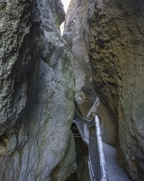 Framed Print : Path system through canyon, La Yecla at Arroyo del Cauce, Santo Domingo de Silos, Castile and Leon, Spain