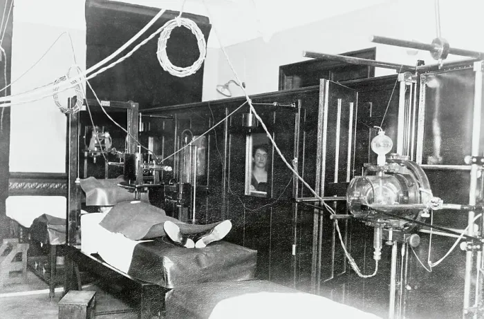 Framed Print : Patient on Roentgen Ray Apparatus Framed Print : Patient on Roentgen Ray Apparatus