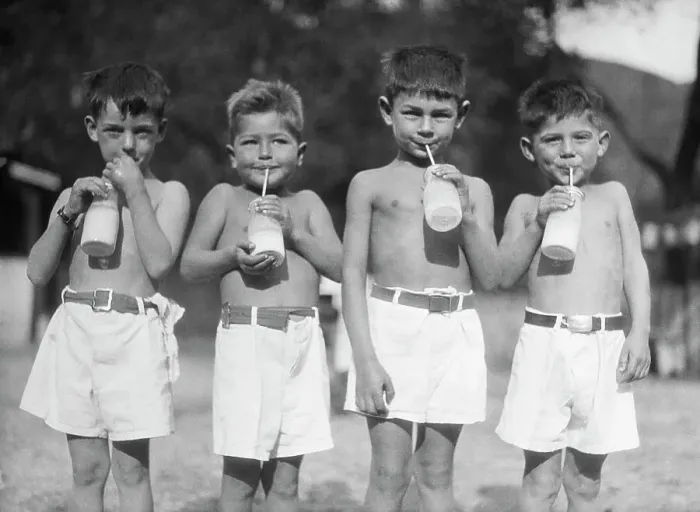 Framed Print : Patients Drinking Milk Outdoors Framed Print : Patients Drinking Milk Outdoors