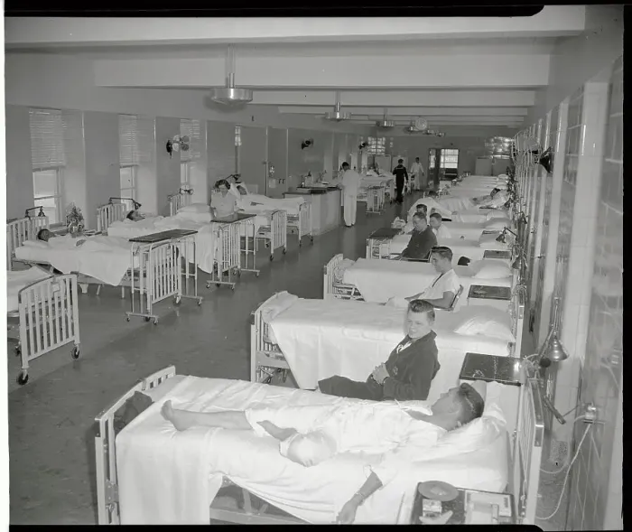 Framed Print : Patients Lying in Hospital Beds Framed Print : Patients Lying in Hospital Beds