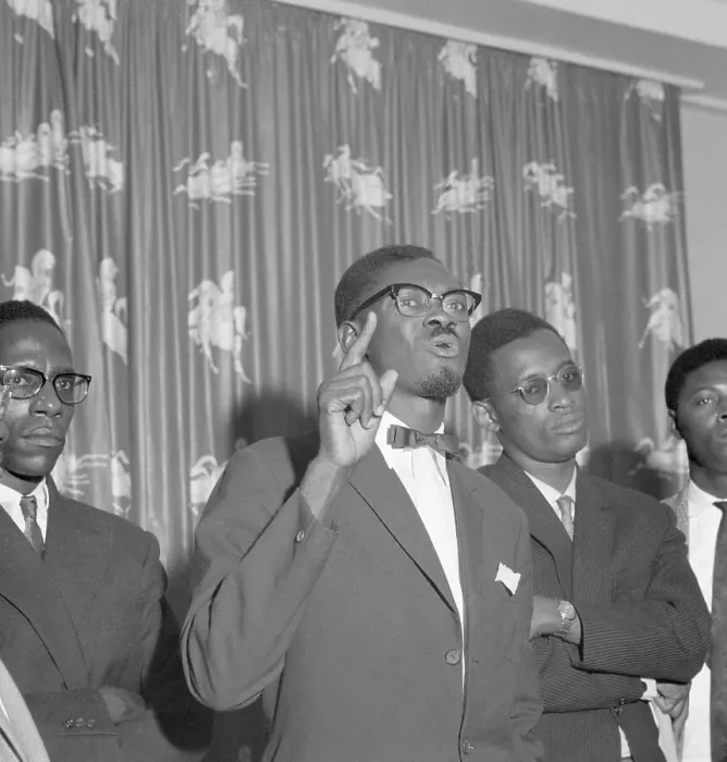 Framed Print : Patrice Lumumba Points During Speech Framed Print : Patrice Lumumba Points During Speech