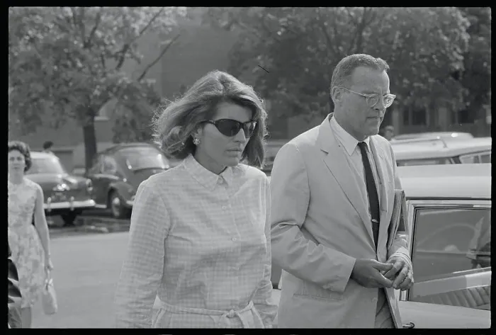 Framed Print : Patricia Lawford Leaving Hospital with Friend Framed Print : Patricia Lawford Leaving Hospital with Friend