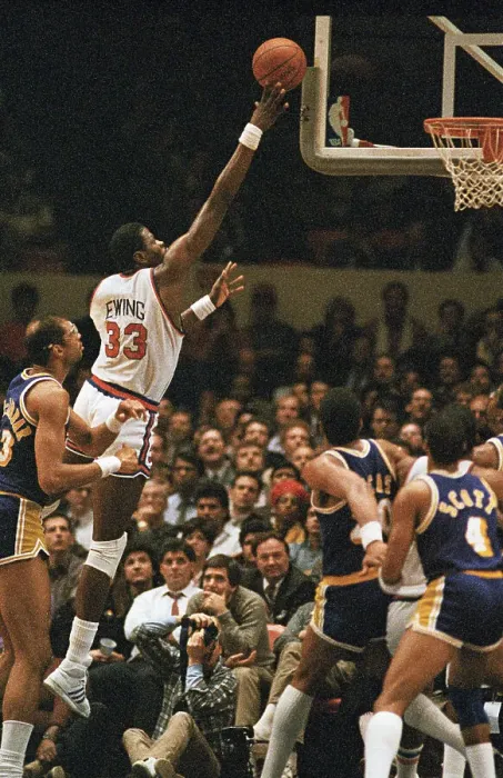 Framed Print : Patrick Ewing and Kareem Abdul-Jabbar Playing Basketball Framed Print : Patrick Ewing and Kareem Abdul-Jabbar Playing Basketball