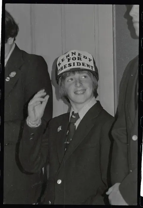 Framed Print : Patrick Kennedy Wearing Kennedy for President Hat