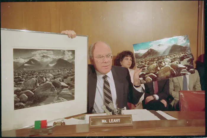Framed Print : Patrick Leahy Displaying Ansel Adams Photograph Framed Print : Patrick Leahy Displaying Ansel Adams Photograph