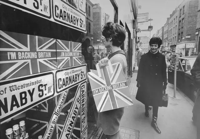 Framed Print : Patriotic Signs Lining London's Carnaby Street Framed Print : Patriotic Signs Lining London's Carnaby Street