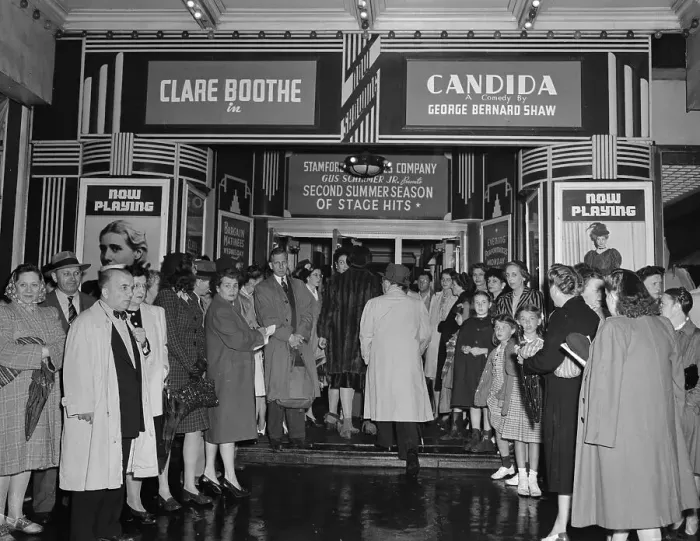 Framed Print : Patrons Entering Theatre To See Candida Framed Print : Patrons Entering Theatre To See Candida