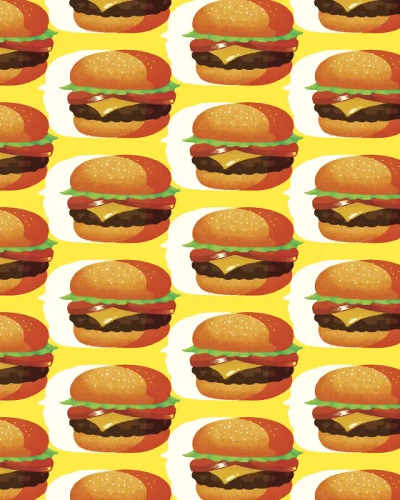Framed Print : Pattern of Cheeseburgers Framed Print : Pattern of Cheeseburgers