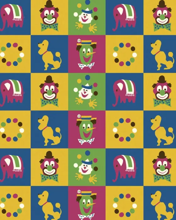 Framed Print : Pattern of Clowns and Circus Animals Framed Print : Pattern of Clowns and Circus Animals