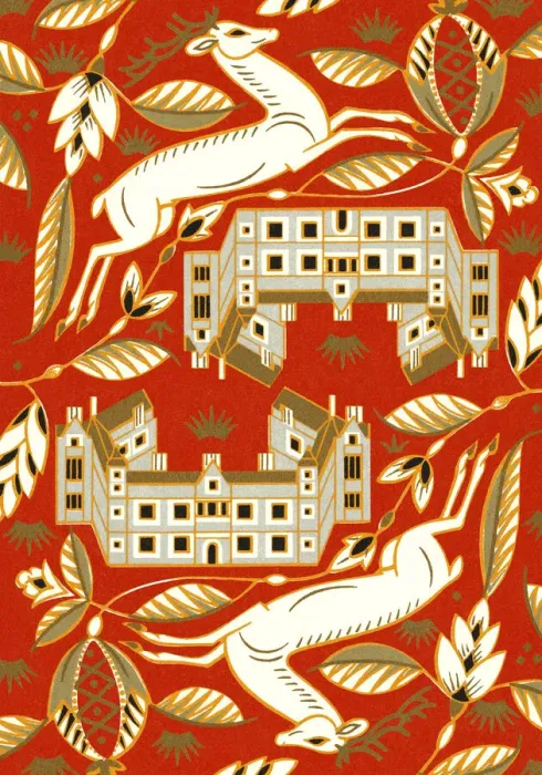Framed Print : Pattern of a Deer and a Mansion Framed Print : Pattern of a Deer and a Mansion