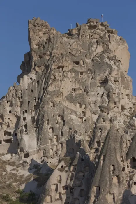Framed Print : Patterns on rock formation against clear blue sky