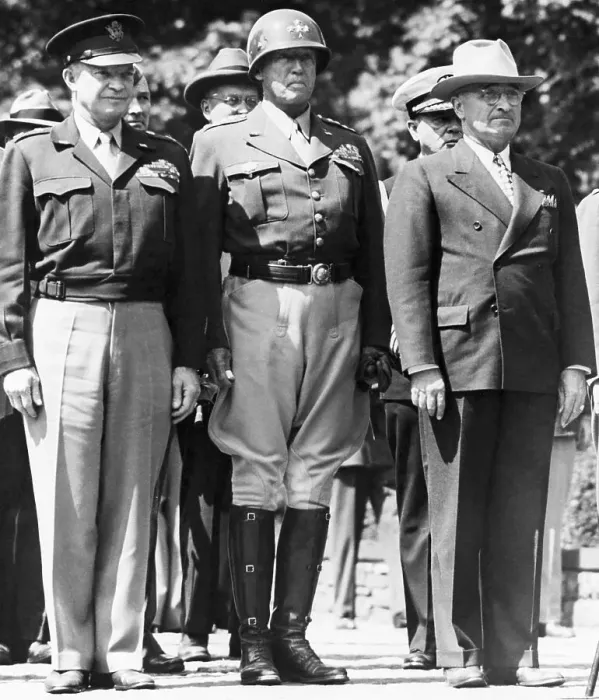 Framed Print : Patton, Truman, Eisenhower at Flag Raising Ceremony