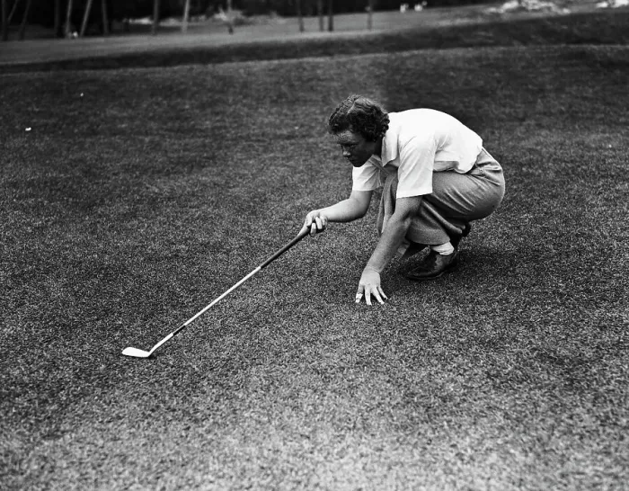 Framed Print : Patty Berg Measuring Golf Shot