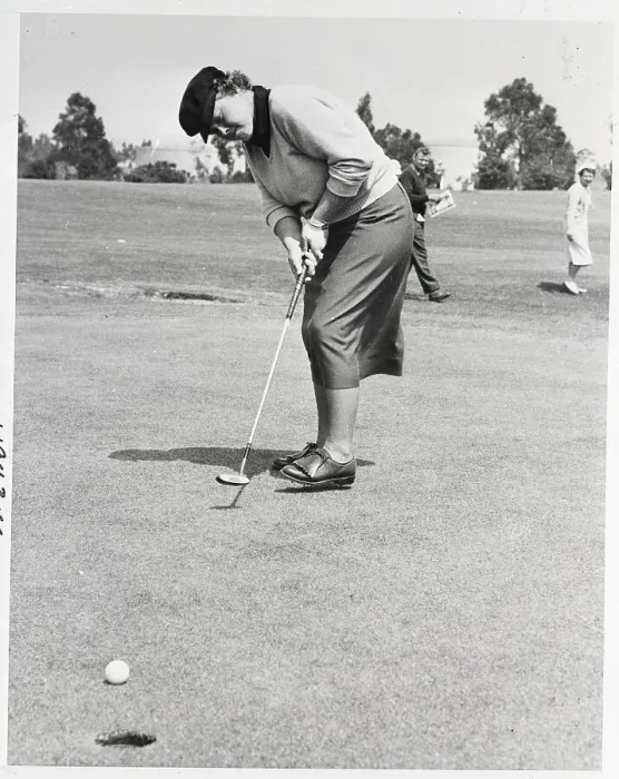 Framed Print : Patty Berg Putting W / Ball In Foreground Framed Print : Patty Berg Putting W / Ball In Foreground