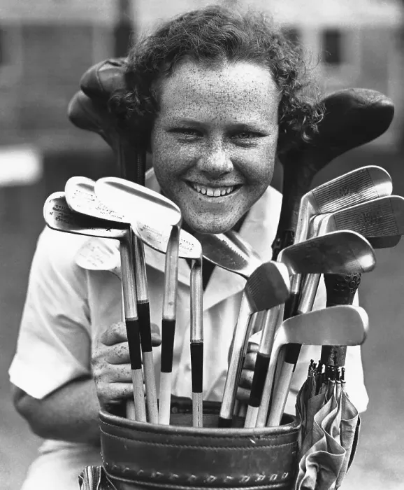 Framed Print : Patty Berg Showing Her Array of Golf Clubs
