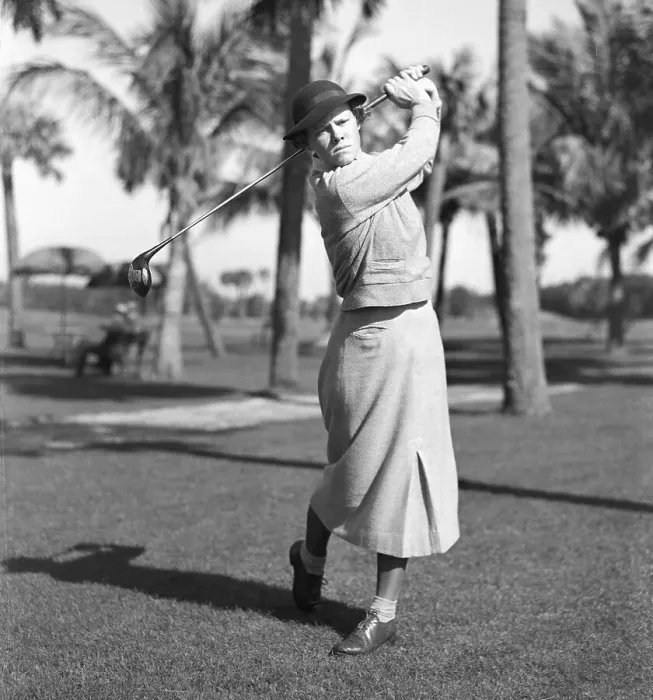 Framed Print : Patty Berg Swinging Golf Club