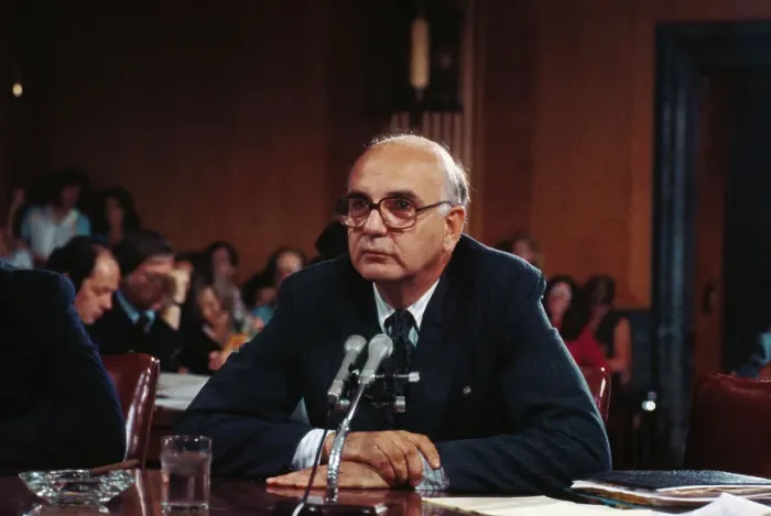 Framed Print : Paul A. Volcker at Microphones Framed Print : Paul A. Volcker at Microphones
