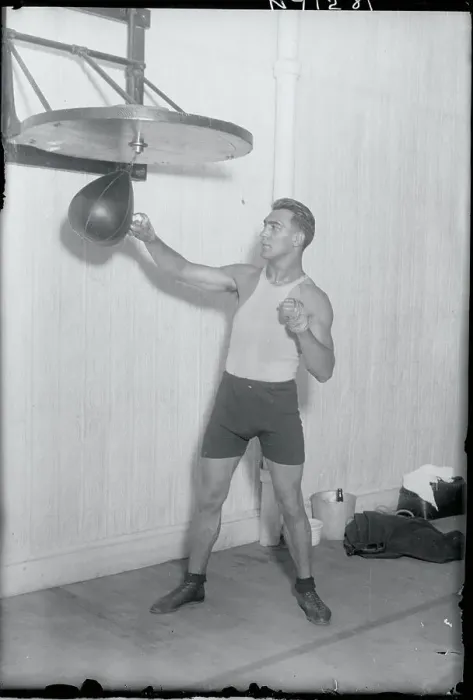 Framed Print : Paul Berlenbach Posing in Boxing Stance with Young Marullo Framed Print : Paul Berlenbach Posing in Boxing Stance with Young Marullo