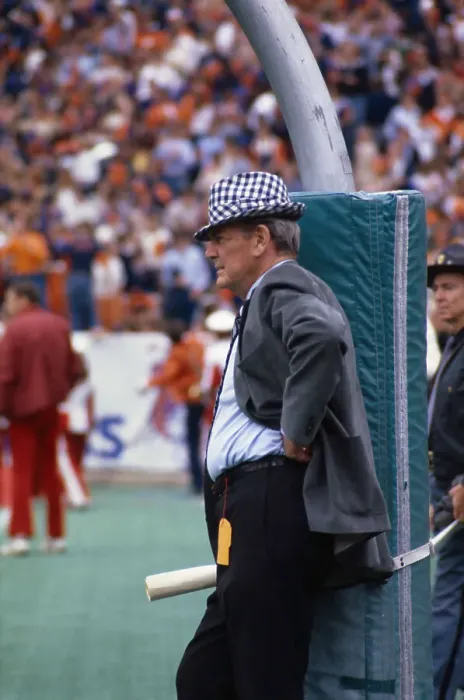 Framed Print : Paul Bryant Leaning Against Goal Post Framed Print : Paul Bryant Leaning Against Goal Post