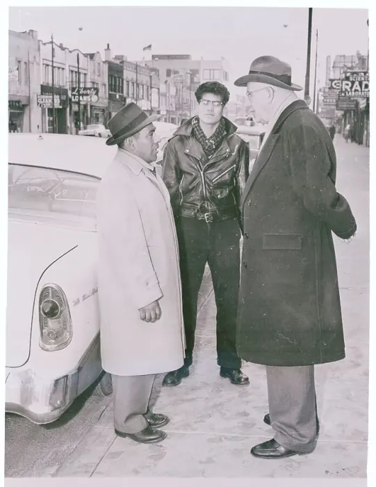 Framed Print : Paul Douglas Conversing with Unemployed Men Framed Print : Paul Douglas Conversing with Unemployed Men