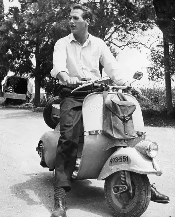 Framed Print : Paul Newman Riding a Motor Scooter Framed Print : Paul Newman Riding a Motor Scooter