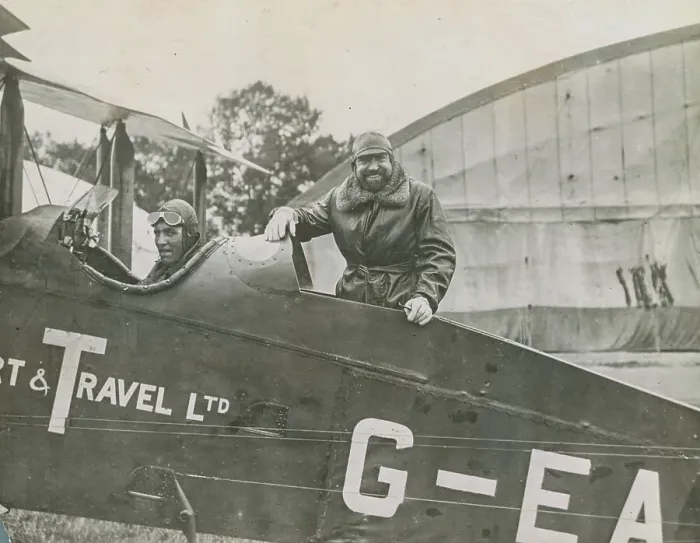 Framed Print : Paul Poiret Posing in Plane