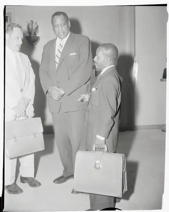 Framed Print : Paul Robeson Standing with Lawyer During Passport Hearing Framed Print : Paul Robeson Standing with Lawyer During Passport Hearing